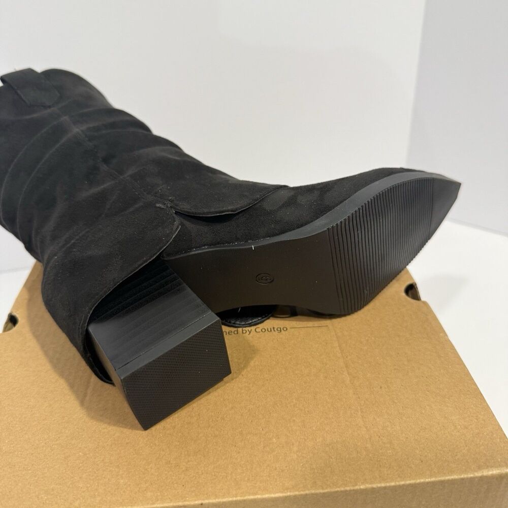 Coutgo Womens Fold Over Mid Calf BootsSlouchy Poi Black Size 6 NWB - Picture 12 of 17